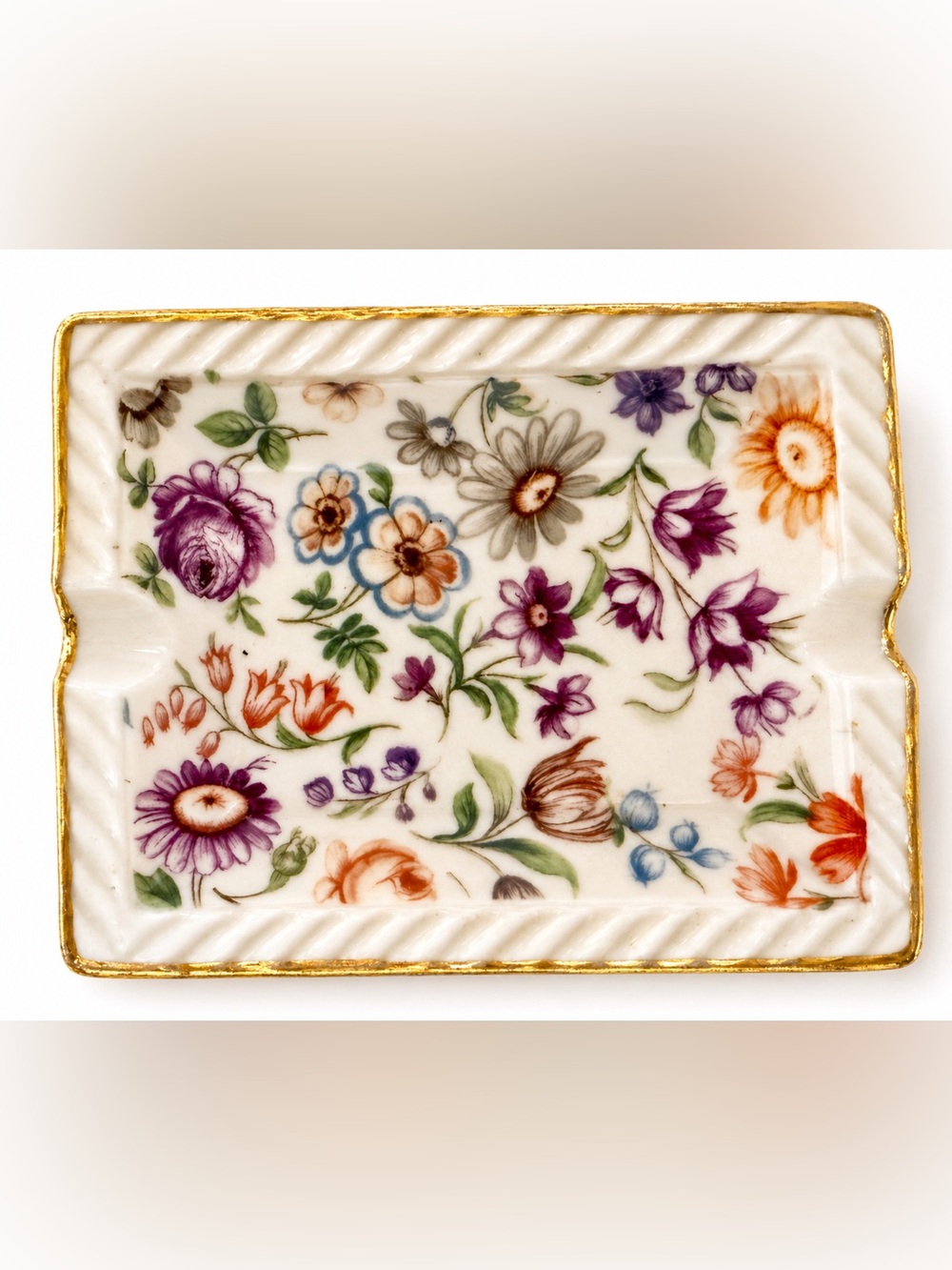 Vintage Holt Howard Floral Trinket Dish | Gold Trim Porcelain Japan Cottagecore